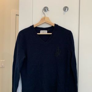 JW Anderson X Topshop Wool V-Neck Sweater - Navy Size 6